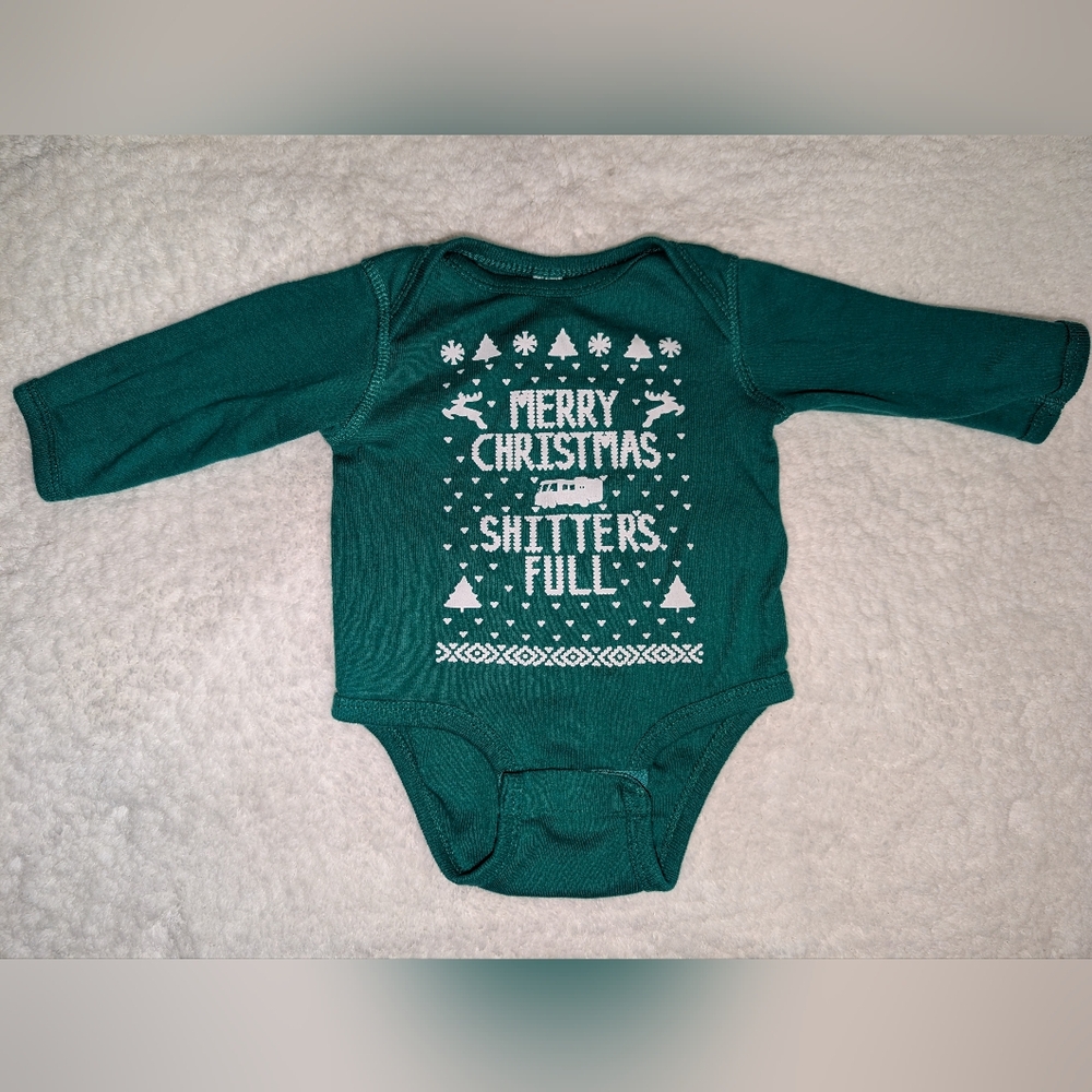 🎄 Rabbit Skins Festive Funny Green Baby Bodysuit Christmas Vacation 0 3 6 Month
